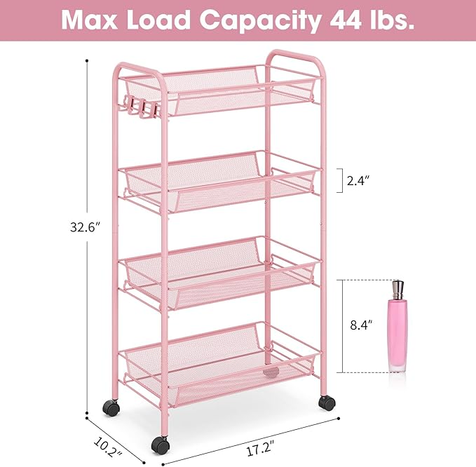 TOOLF 4 Tier Rolling Utility Cart