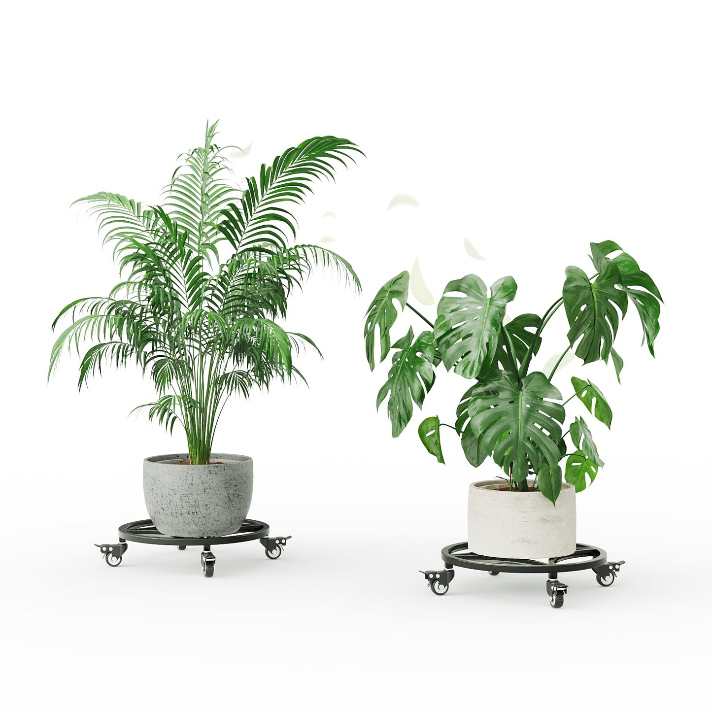 Zhongma 2 Pack Dia.18.1" x 3.5" H Round Plant Caddy with Wheels, Fully Assembled, Heavy Duty Construction, 300 Lbs Capacity, Load-Bearing Wheels with Brakes, No Installation Required