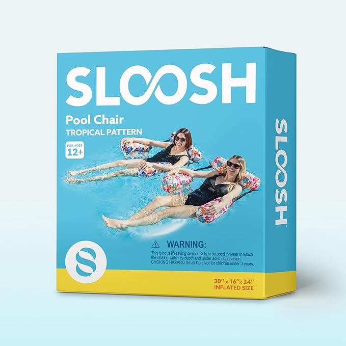 SLOOSH Inflatable Pool Floats Adult, 2 Packs Floating Lounge Chairs, Blow up