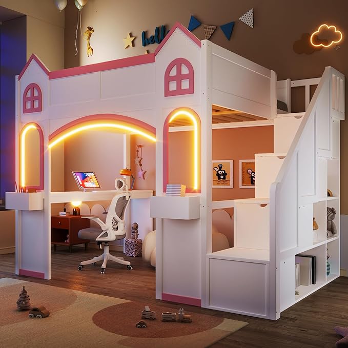 Princess-Themed Castle Loft Bed