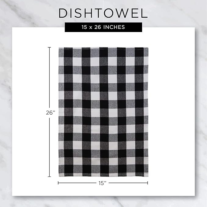 DII Basic Terry Collection Waffle Dishtowel Set, Solid Black, 4 Piece