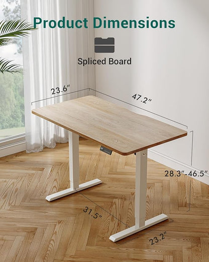 CubiCubi Electric Standing Desk, 48 x 24 Inches Height Adjustable Sit Stand Desk, Ergonomic Home Office Computer Workstation, Maple