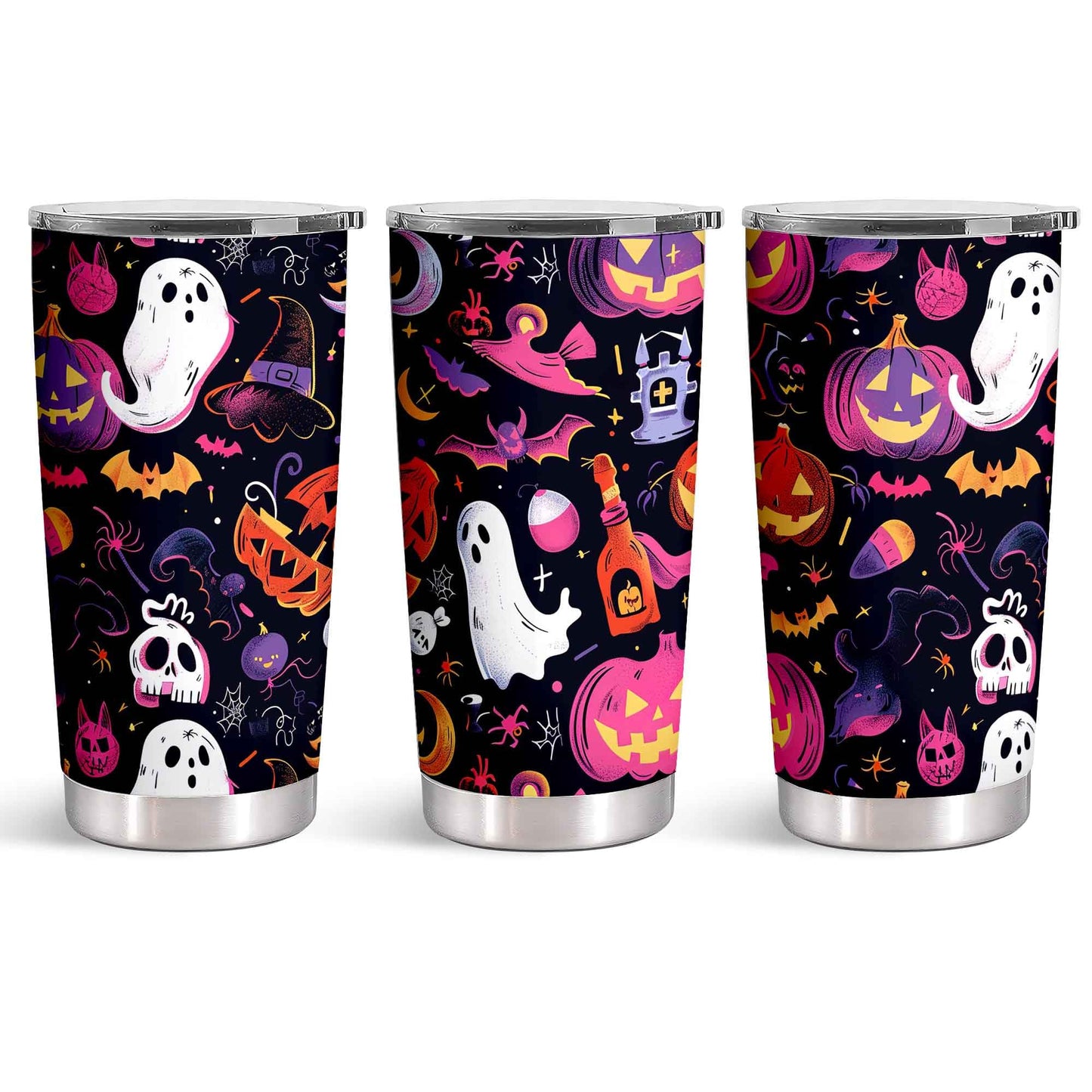 OHWIPI Christmas Tumbler 20oz, Men or Women Christmas Gifts, Halloween Gifts for Kids or Adults, Ghost Cups with Lid for Birthday Valentine or Holiday, Spooky Cups for Family Friends or Loved Ones