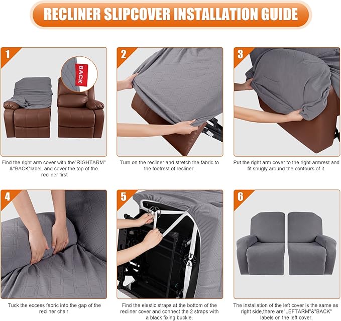 VANSOFY Oversized Recliner Cover, 2-Pieces Stretch Reclining Couch Cover