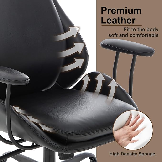 E-Motie Office Chair, Leather Desk Chair