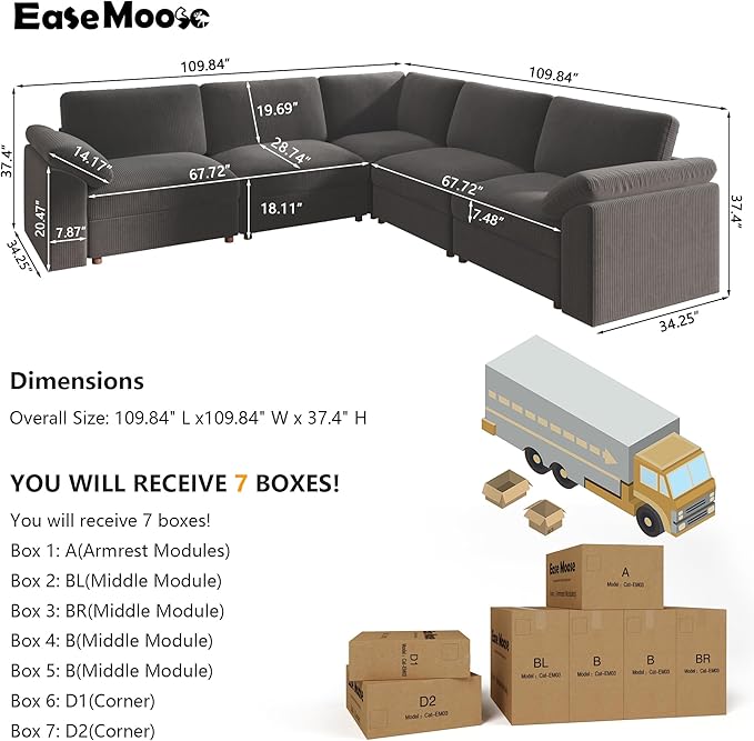 EASE MOOSE Oversized Modular Sectional Sofa, Extra Large L Shape Sectional