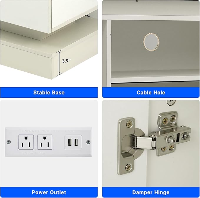 chartustriable 71IN LED TV Stands w/40 inch Fireplace Power Outlet