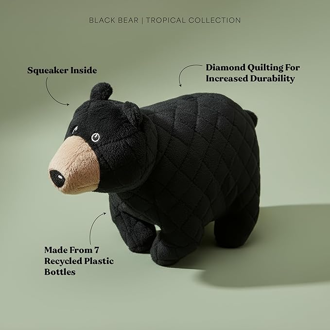 Dog Toys | Plush Toy Black Bear Stuffed Animal for Dogs | Jumbo Eco Friendly Toy - Easy to Clean and Made from Non Toxic Materials