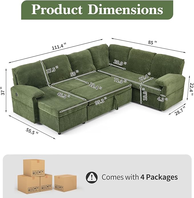 VINGLI Convertible Sofa Bed Couches
