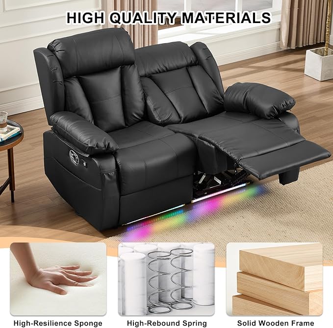 58.3" Reclining Loveseat Sofa, RV Loveseat Recliner Couch