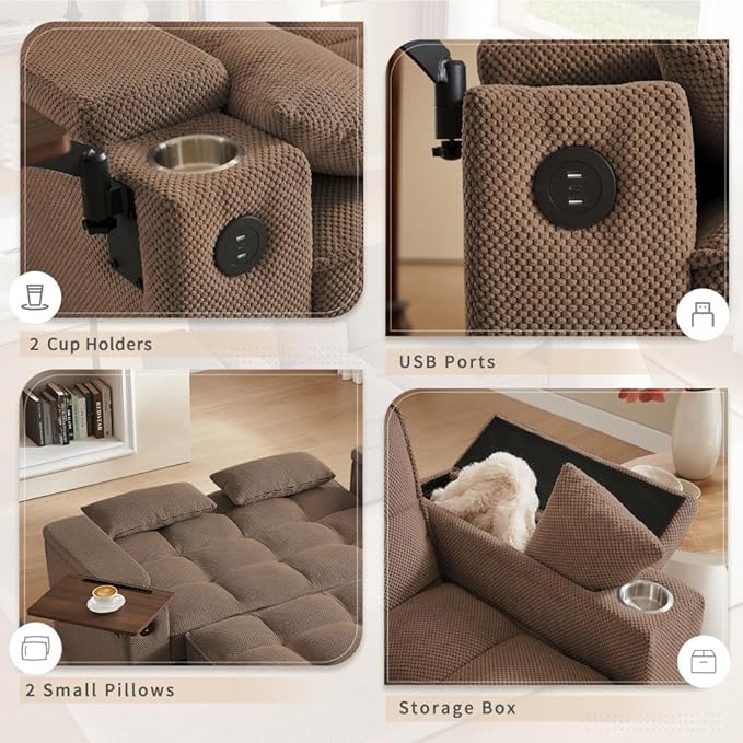oaaktu Large Size Convertible Sleeper Sofa Bed, Polka dot Velvet Pull Out Futon