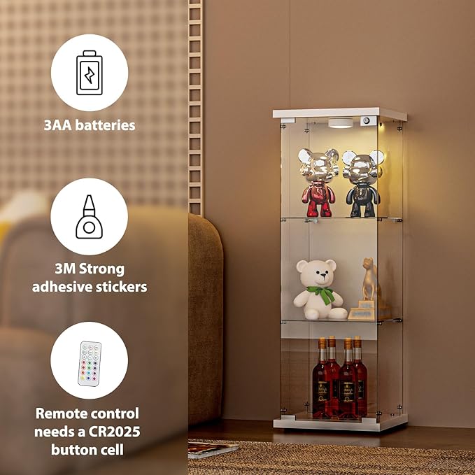 FANYUSHOW 3-Shelf Glass Display Cabinet