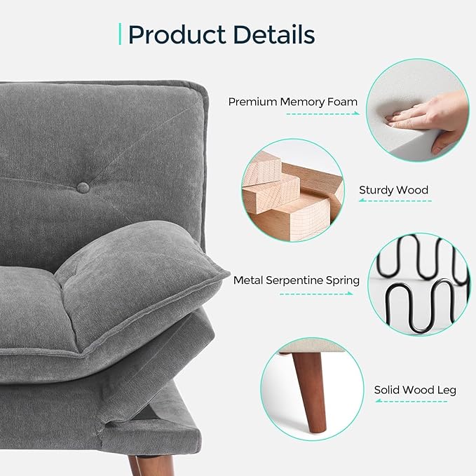 LINSY HOME Futon Sofa Bed, 3 in 1 Convertible Comfy Loveseat Sleeper Sofa Bed