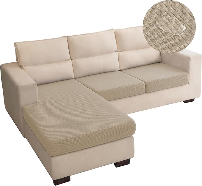 Water Repellent L Shaped Couch Covers 3 Pieces Sofa Seat Cushion Slipcovers
