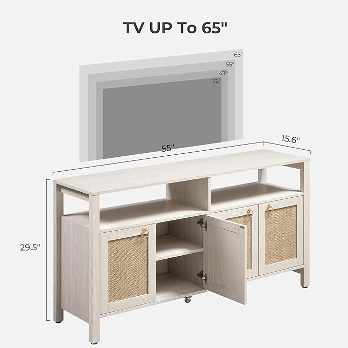 SICOTAS Rattan TV Stand for Television up to 120"