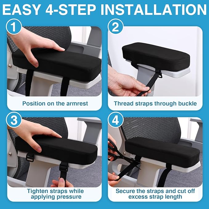 Smiry Ergonomic Office Chair Armrest Pads, Memory Foam Arm Rest Covers