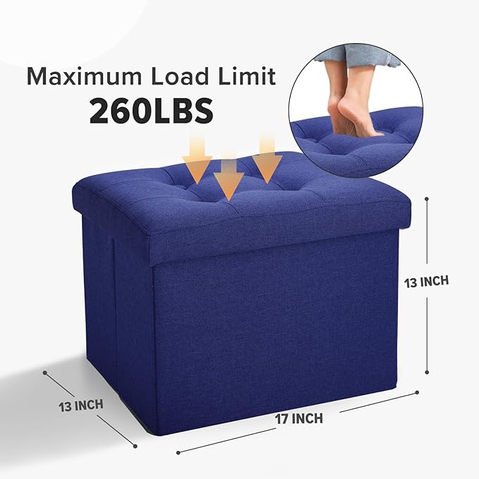 LINMAGCO Small Storage Ottoman Stool Foot Rest Stool Under Desk Stool Short