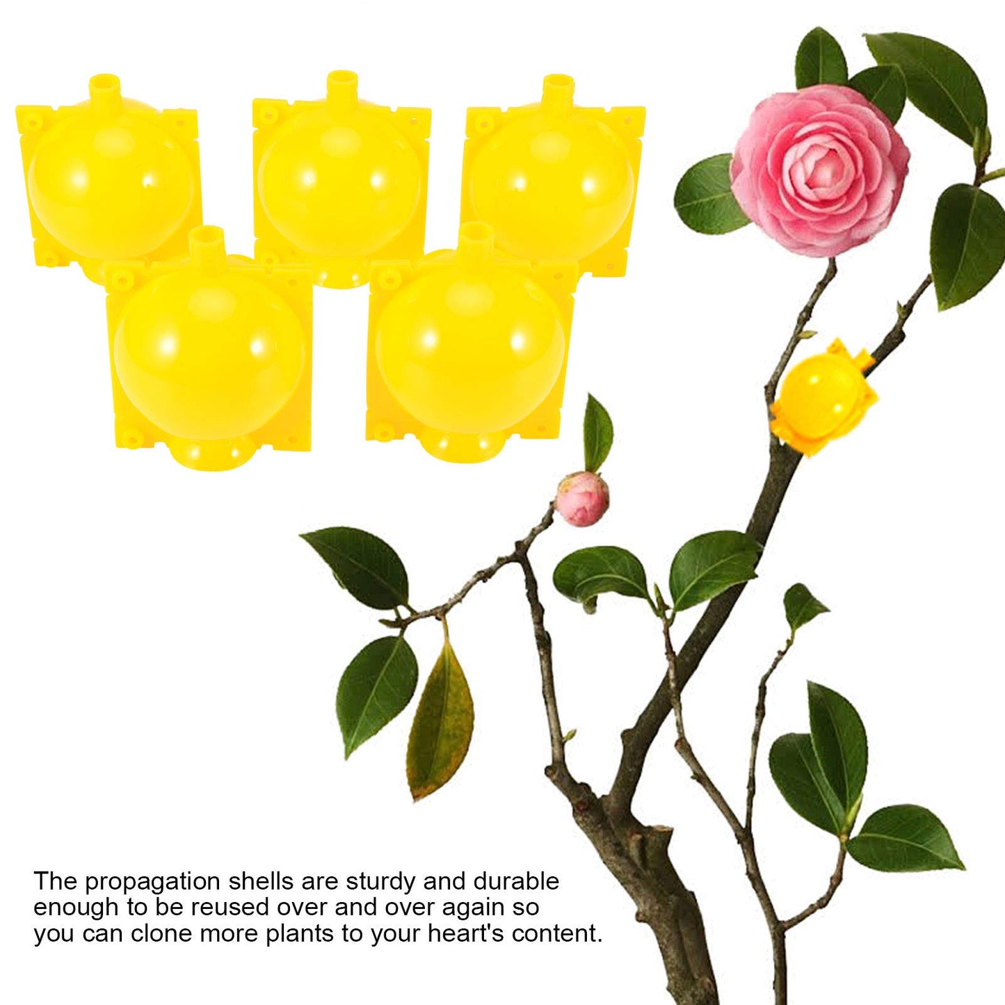 5 Set Tree Root Growing Box, Reusable Plant Rooting Device Air Layering Propagation Kit High Pressure Plant Rooting Grafting Box for Fast Propagation Plants (Yellow)