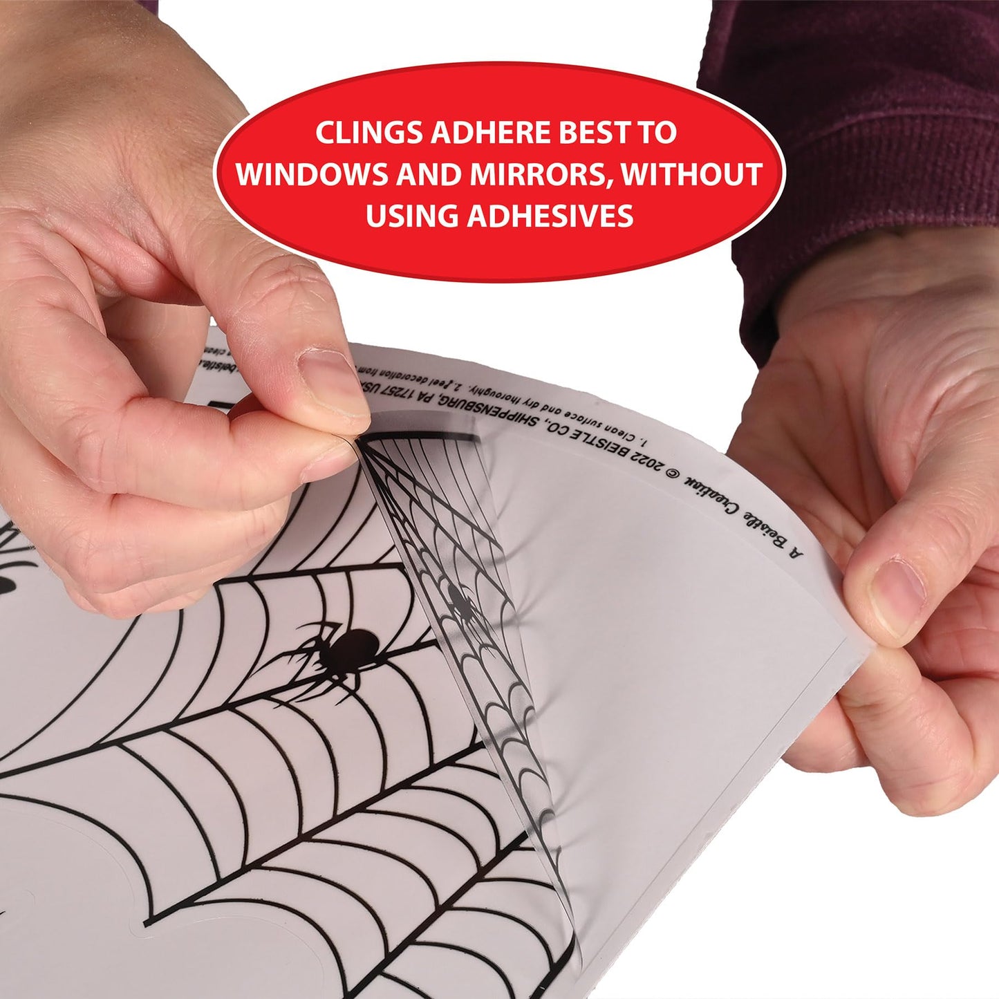 Beistle 4 Sheets (44 Pieces) Black Spider & Web Window Clings - Creepy And Realistic Looking Halloween Decorations For Spooking Up Your Home, Made In USA Since 1900