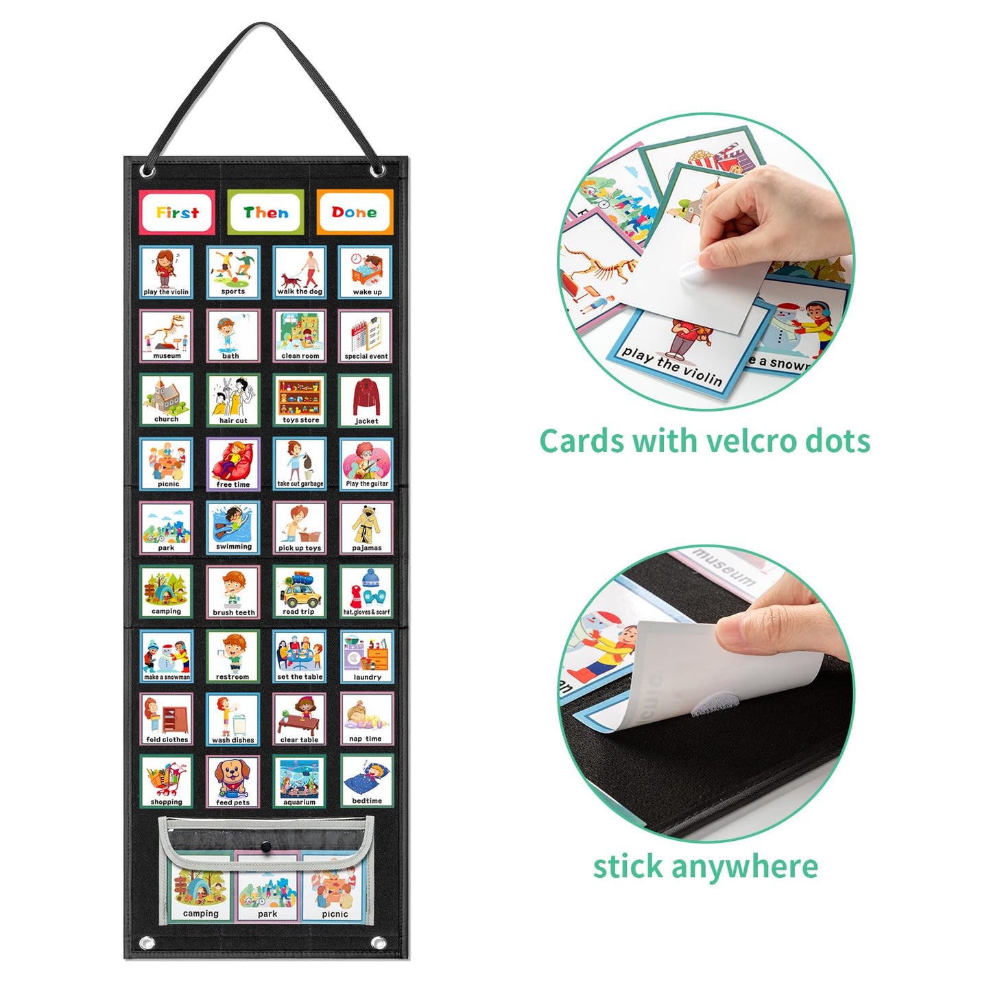 REGELETO X-Large Visual Schedule Chart for Students Chore with 92 Pieces Behavior Cards, Visual Behavioral Routine Chart for Students, Daily Schedule Board Learning Planners for Home School (X-Large)
