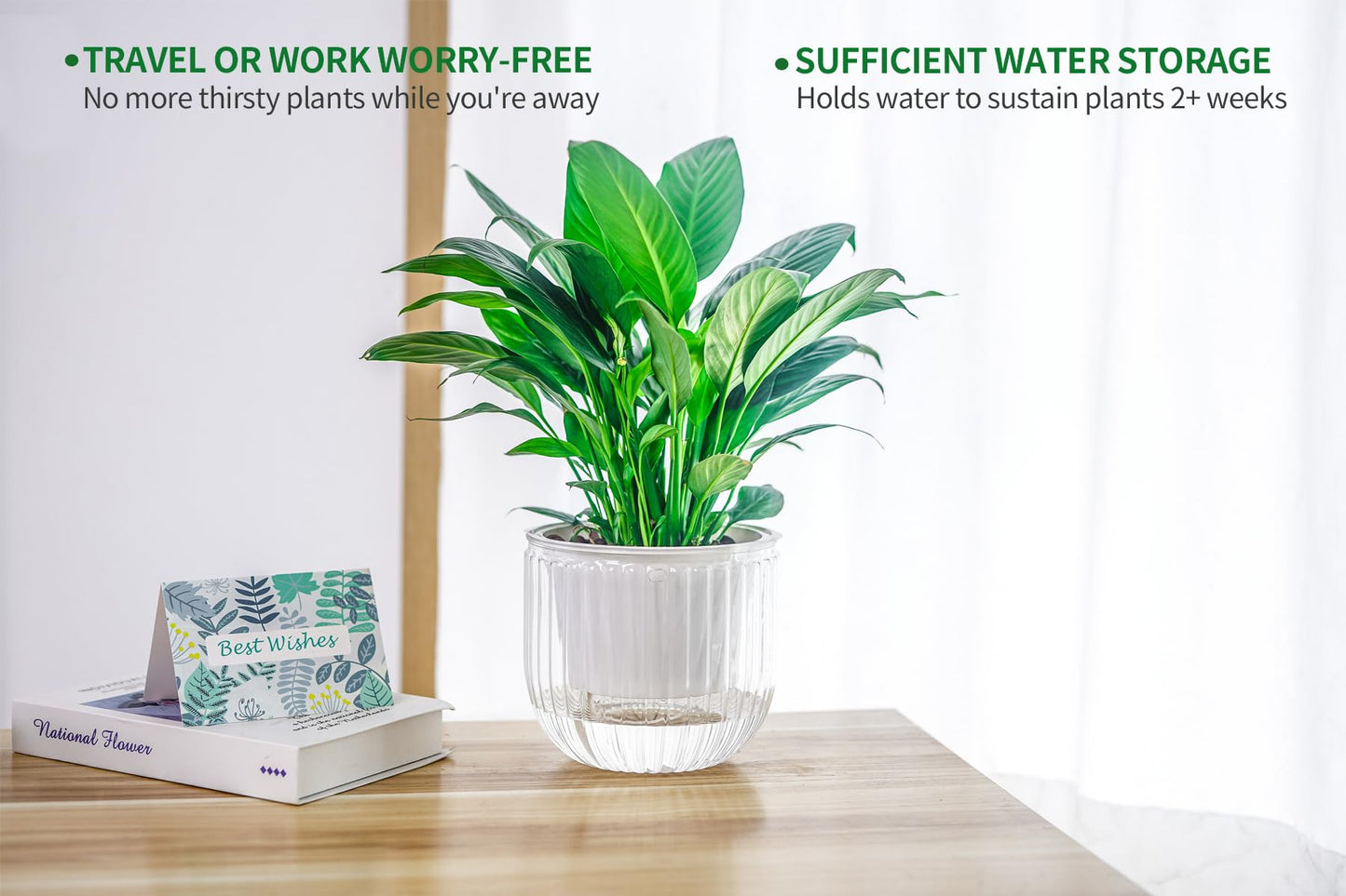 Melphoe 2 Pack Self Watering Hanging Planters Indoor Flower Pots, 6.5 Inch Outdoor Hanging Plant Pot Basket, Plant Hanger with 3Hooks Drainage Holes for Garden Home
