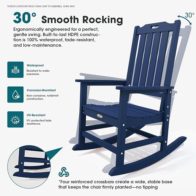 THOEOE Oversized Rocking Chair Set of 8, Outdoor Rocking Chair