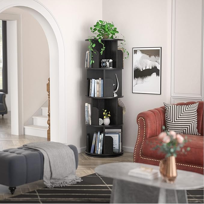 Aheaplus Rotating Bookshelf, 360 Revolving Bookshelf Tower