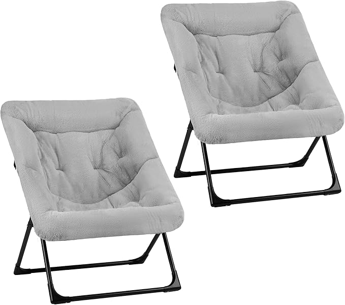 Comfy Saucer Chair for Adults, Soft Faux Fur Bedroom Chair, Accent Dorm Chairs