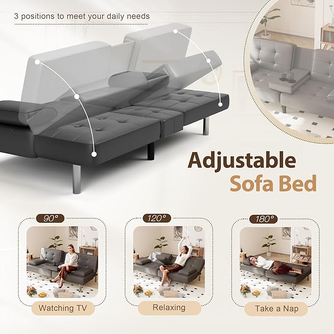 Shahoo Convertible Folding Futon Sofa Bed Sleeper Couch