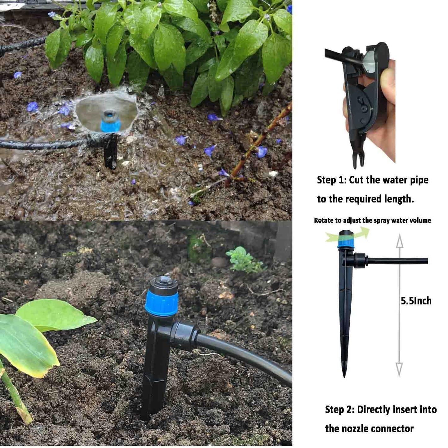 Drip Irrigation System with Water Timer for Garden,Main ID 1/2inch 16.5Ft and 1/4inch 96Ft Water Hose, Watering System Sufficient Water Pressure, Irrigation Dripper Waterflow Evenly Easy DIY