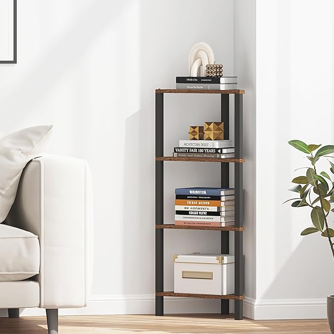 TUTOTAK Corner Shelf, 4-Tier Corner Bookshelf