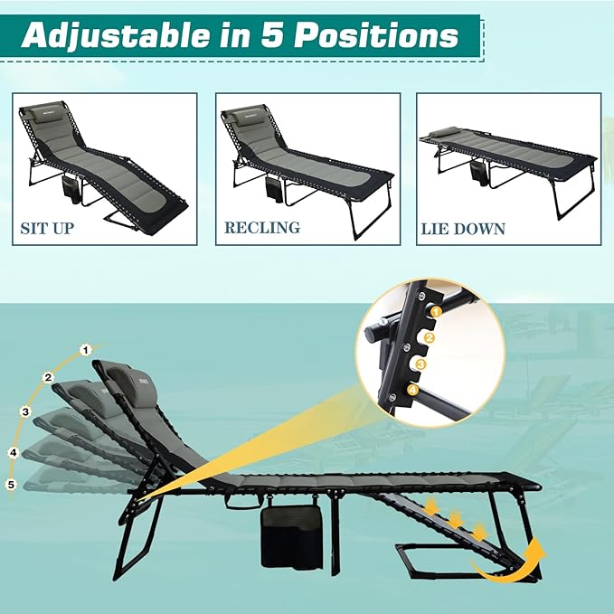 Outdoor Folding Lounge Chair Padded