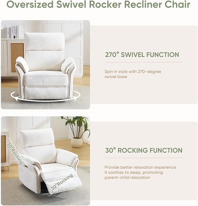 Power Swivel Rocker Recliner, Glider Recliner Nursery Chair