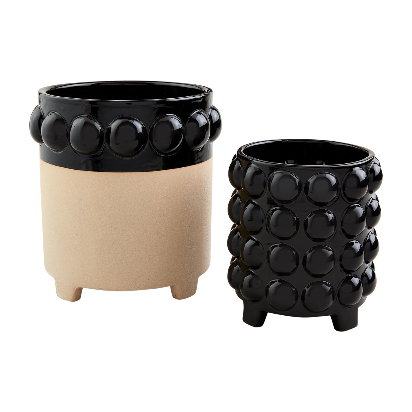 Mud Pie Black Bubble Planters, small 6 1/4" x 5 3/4" dia | large 8" x 7 3/4" dia