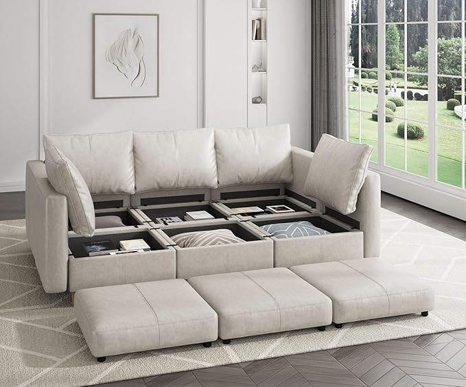 EASE MOOSE Armrest Module for Modular Sectional Sofa, Faux Leather Side