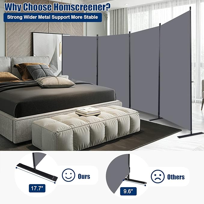 Room Divider 6FT Portable Room Dividers and Folding Privacy Screens, 4 Panel