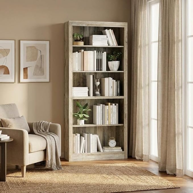 GarveeHome 71 in Tall Bookcase, Wooden Bookshelf
