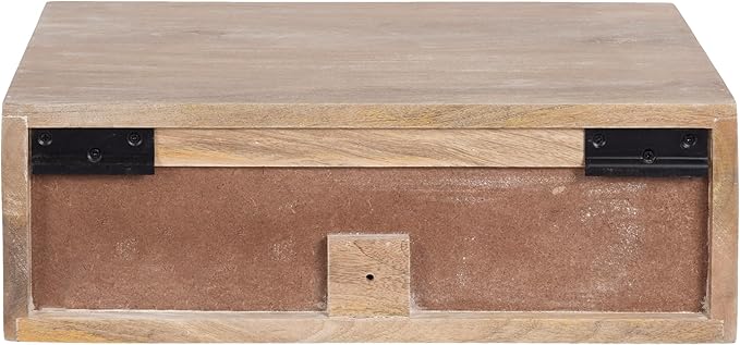 Kate and Laurel Mirza Transitional Carved Wood Floating Side Table, Natural Wood
