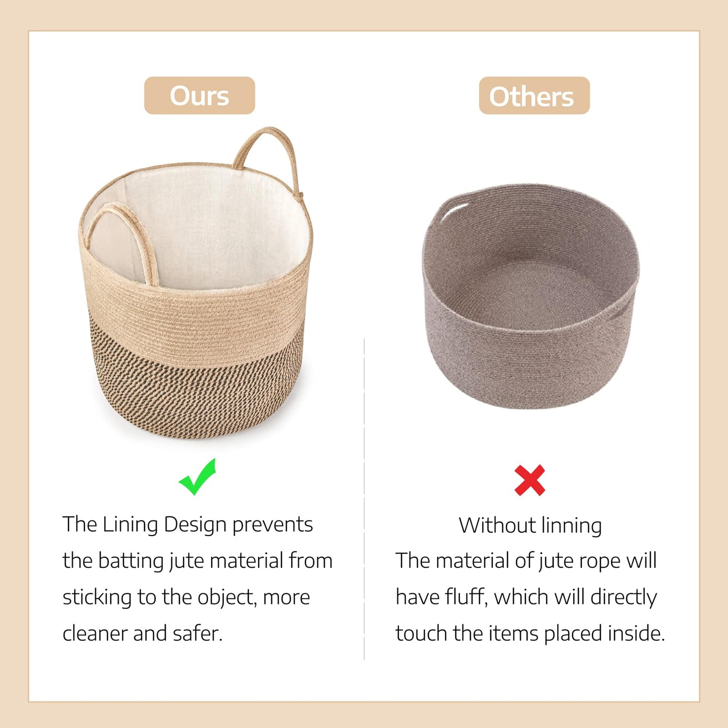 Mkono Woven Storage Basket Decorative Rope Basket and Macrame Hanging Shelves Boho Wall Decor Set of 3