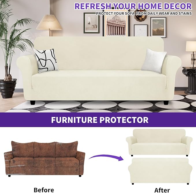 ZNSAYOTX Oversized Super Stretch Couch Cover, New Striped Sofa Covers