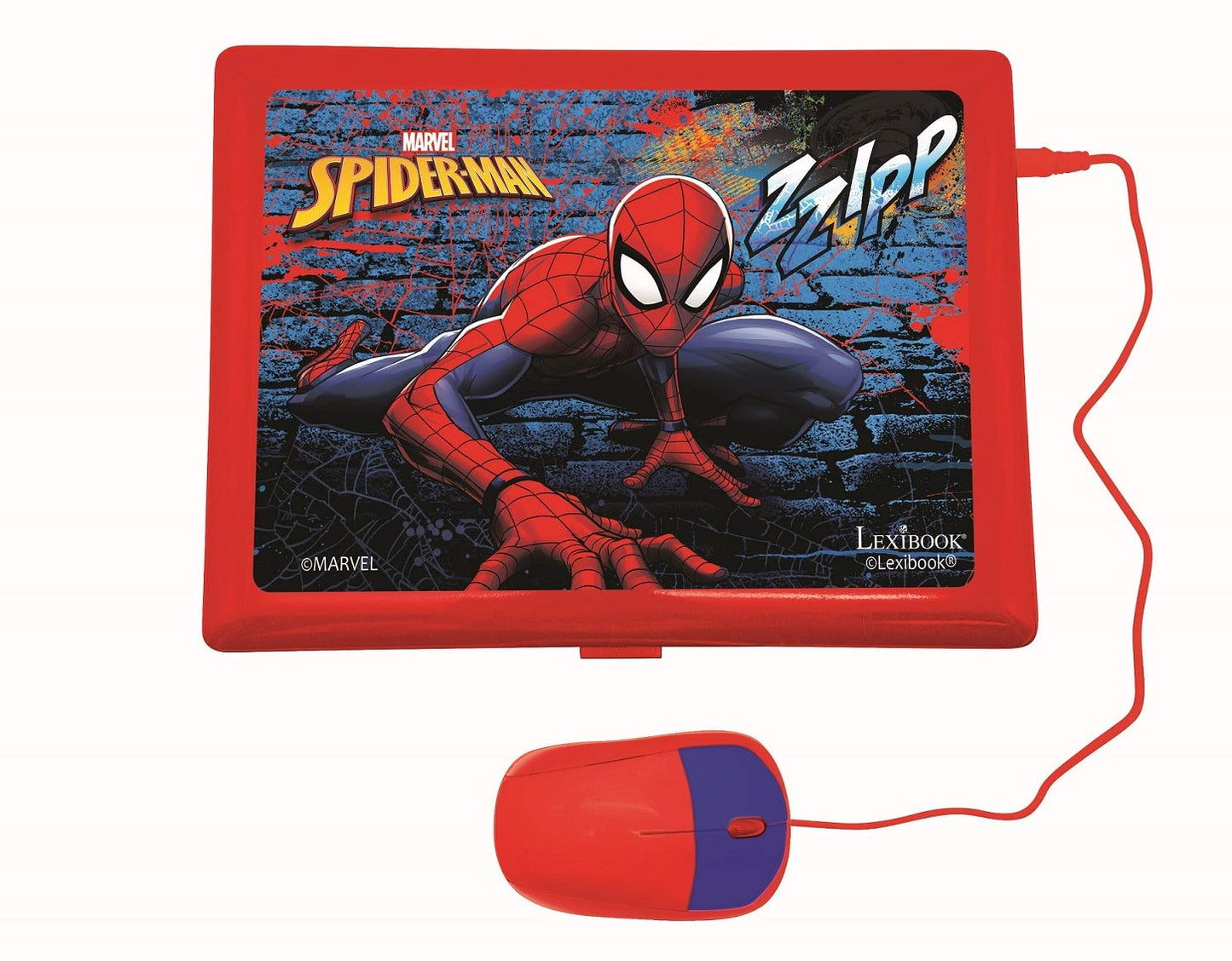 LEXiBOOK Spider-Man - Educational and Bilingual Laptop Spanish/English - Toy for Child Kid (Boys & Girls) 124 Activities, Learn Play Games and Music with Spiderman - Red/Blue JC598SPi2