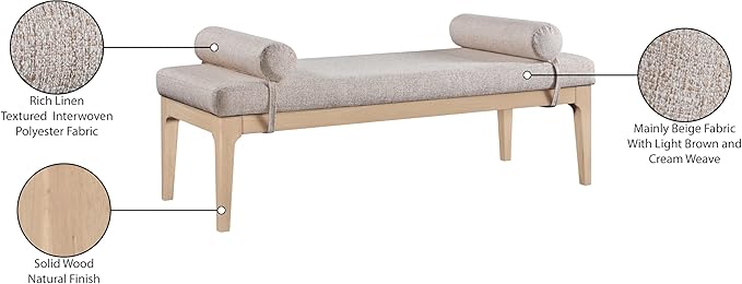 Meridian Furniture 22072Beige Priscilla Collection Art Deco Bench