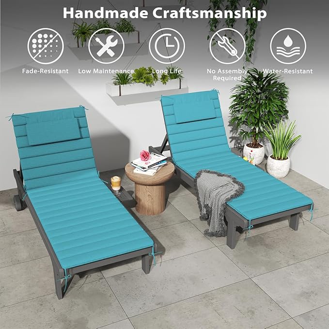 Sundale Outdoor Olefin Quilted Lounge Cushion Set of 4, Patio Foldable Chaise