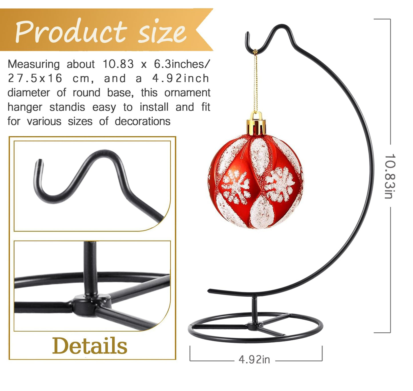 LEYAFADOCO Ornament Display Stand Holder Iron Hanger Air Plant Stand Flower Pot Holder Iron Stand for Hanging Glass Globe Ball ,Christmas Wedding Ornament, Home Office Decor (Mini-Moon)