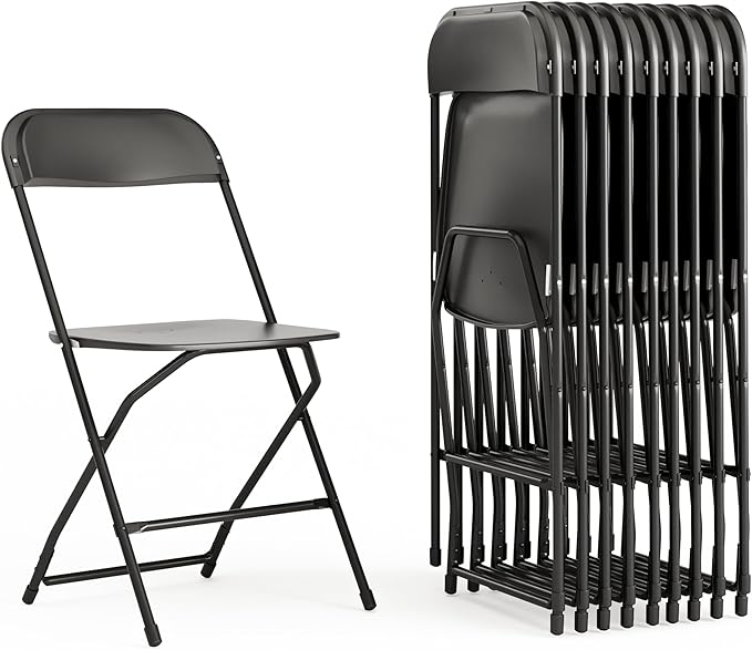 Flash Furniture Hercules Set of 10 Indoor/Outdoor Heavy-Duty Plastic Folding