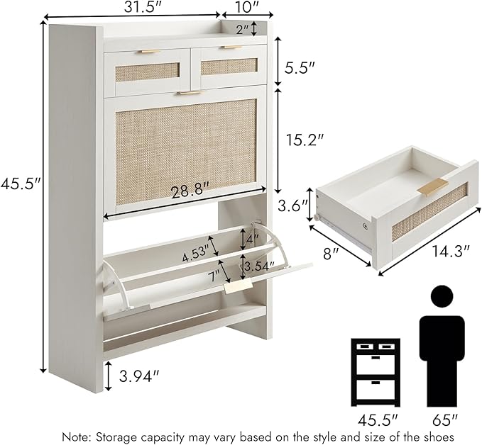 HOKYHOKY Rattan Shoe Storage Cabinet