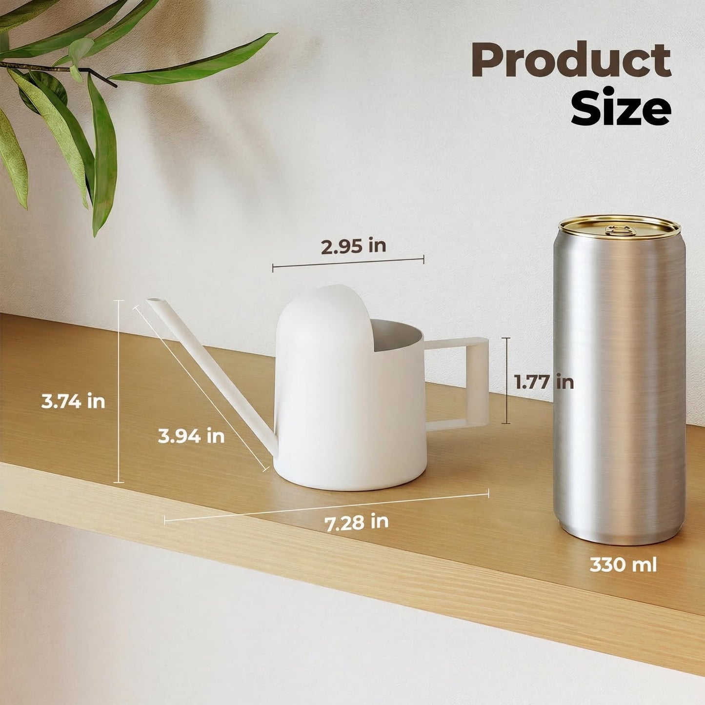 Bamworld Small Watering Can Indoor Outdoor Plant Metal Stainless Steel Long Spoutt Flowers Watering Cans for House Garden Plants 10OZ Watering Bottle Cute Stylish Gardening Decoration(Matte White)