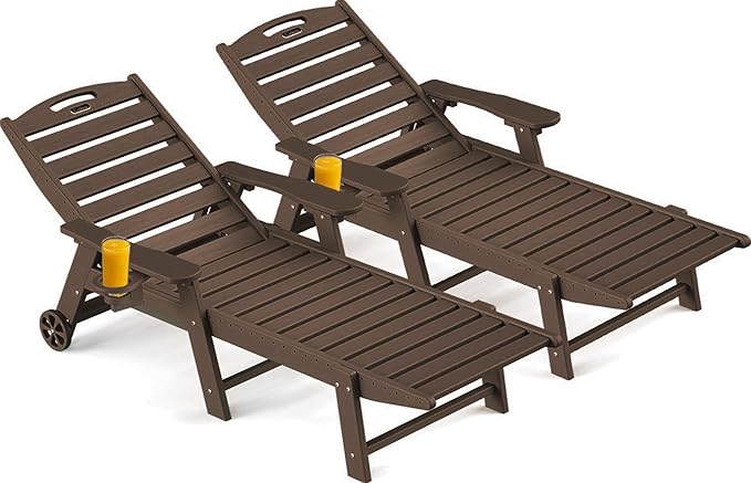 Ciokea Outdoor Chaise Lounge Chair Set of 2, Patio Lounge Chairs