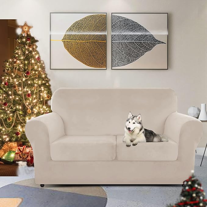 ZNSAYOTX Luxury Velvet Sofa Cover 3 Piece Stretch Loveseat Covers