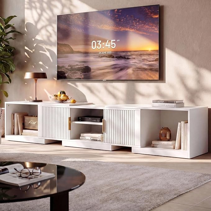 IRONCK TV Stand for 55-80 Inches TVs, Extendable Corner Entertainment Center